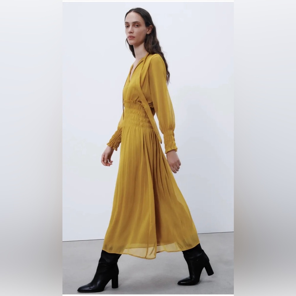 Zara stretch waist long sleeve maxi dress size XL